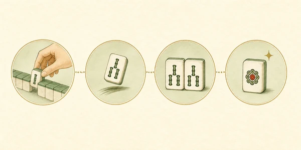 Four basic mahjong steps: draw, discard, claim and win
